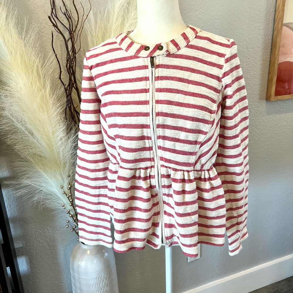 Free People Striped Peplum Jacket